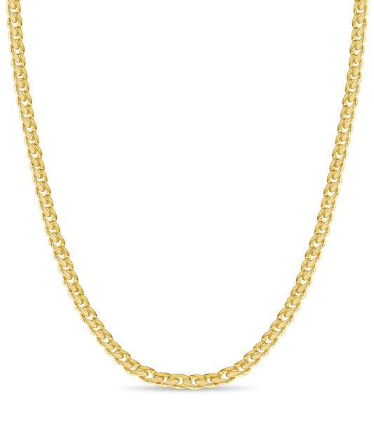 Curb Solid Gold Handmade Necklace , 11mm, 16-30 Inch