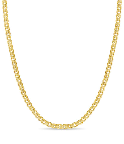 Curb Solid Gold Handmade Necklace , 11mm, 16-30 Inch