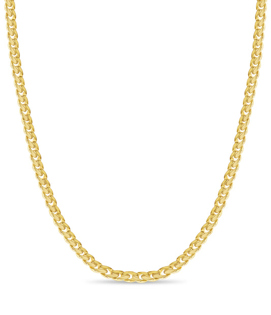 Curb Solid Gold Handmade Necklace , 11mm, 16-30 Inch