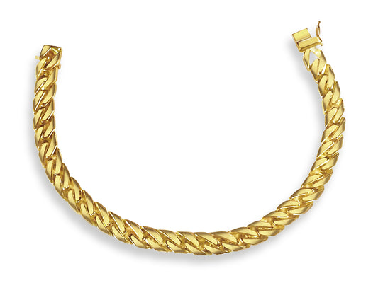 Curb Solid Gold Handmade Bracelet , 8mm, 6.5-10 Inch