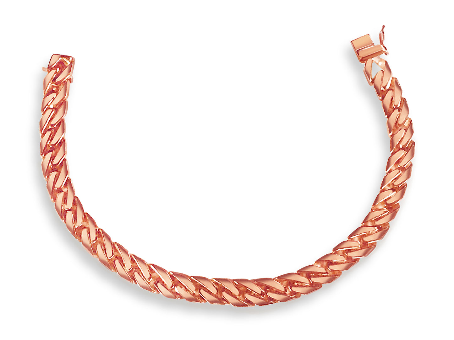 Curb Solid Gold Handmade Bracelet , 8mm, 6.5-10 Inch