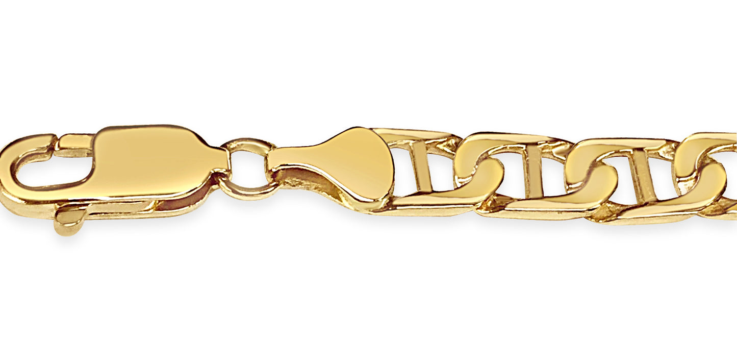 Mariner Solid Gold Handmade Bracelet , 7mm, 6.5-10 Inch