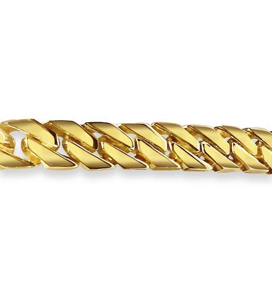 Curb Solid Gold Handmade Bracelet , 8mm, 6.5-10 Inch