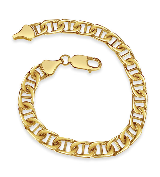 Mariner Solid Gold Handmade Bracelet , 7mm, 6.5-10 Inch