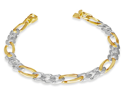 Figaro Solid Gold Handmade Bracelet , 9mm, 6.5-10 Inch