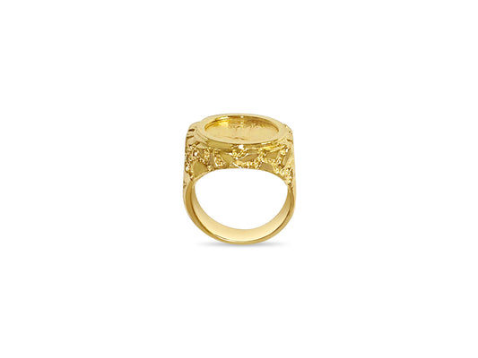 Nugget Solid Gold Handmade Coin Ring , 1/10oz Coin ,