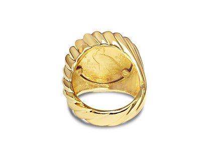 Fancy Solid Gold Handmade Coin Ring , Indian Head Coin ,