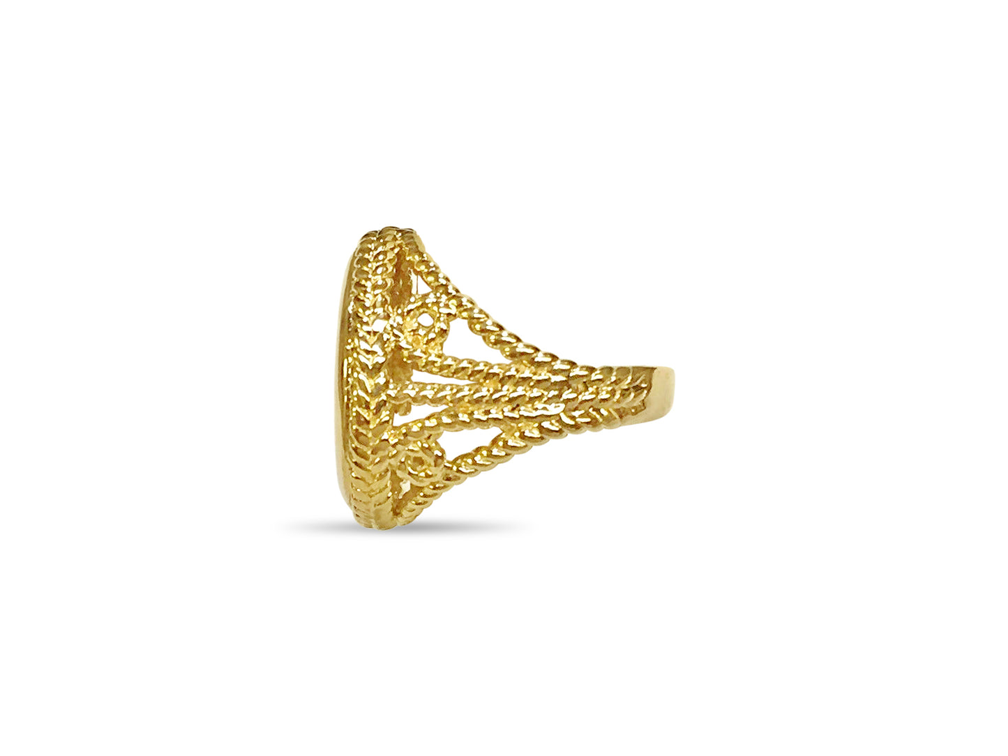 Fancy Solid Gold Handmade Coin Ring , 1/10oz Coin ,