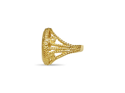 Fancy Solid Gold Handmade Coin Ring , 1/10oz Coin ,