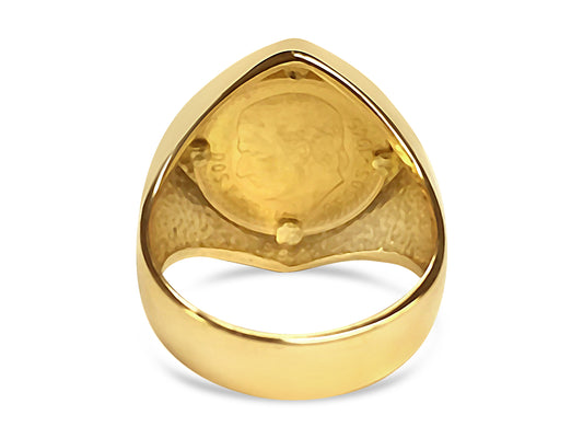 Fancy Solid Gold Handmade Coin Ring , 2.5 Pesos Coin ,