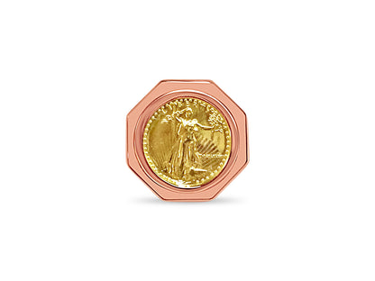 Fancy Solid Gold Handmade Coin Ring , 1/10oz Coin ,