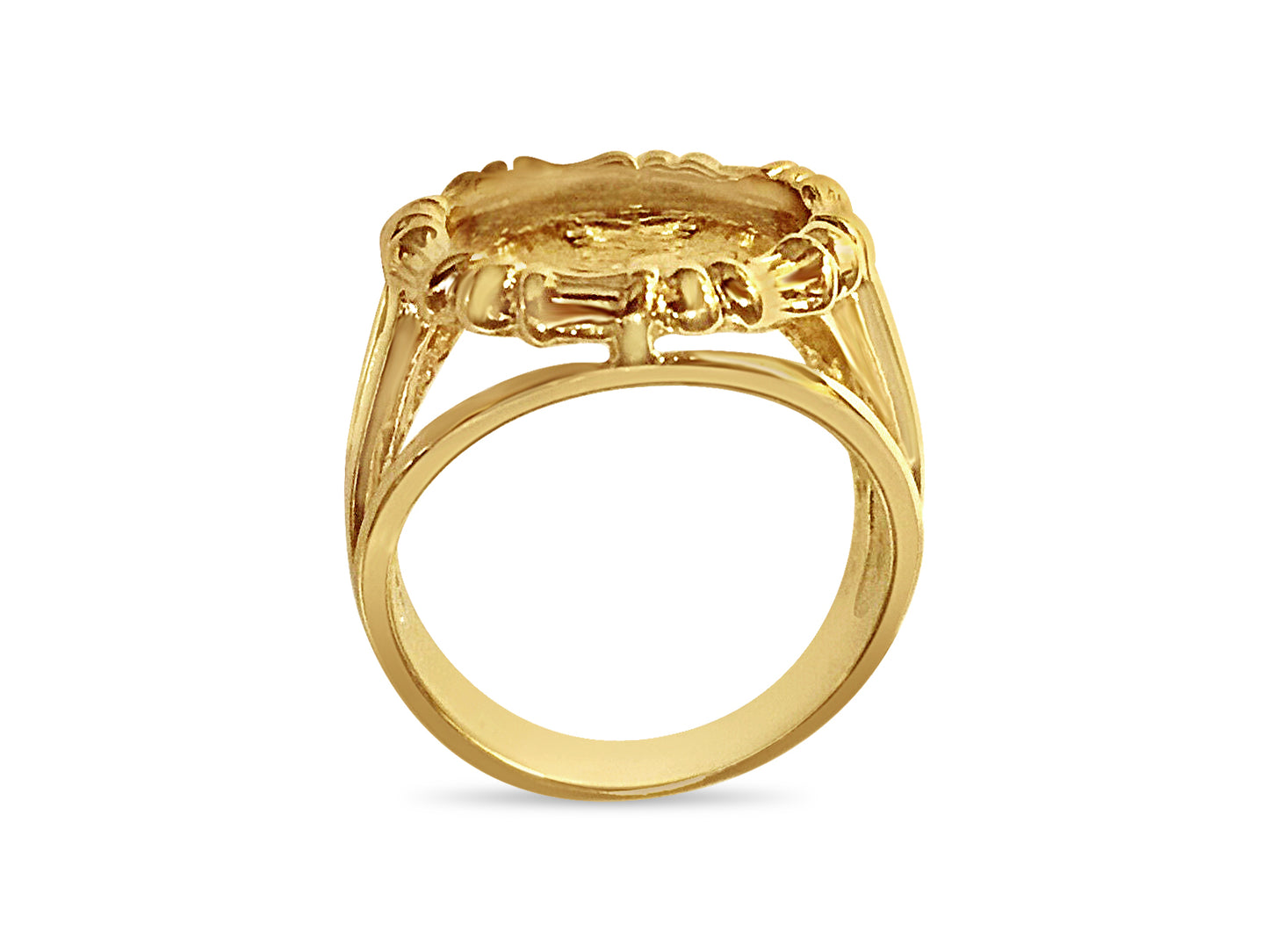 Fancy Solid Gold Handmade Coin Ring , Dos Pesos Coin ,