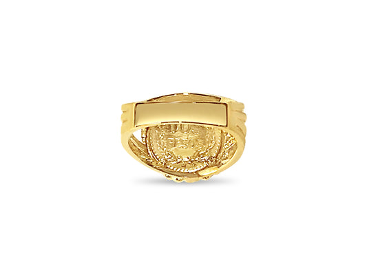Fancy Solid Gold Handmade Coin Ring , Dos Pesos Coin ,