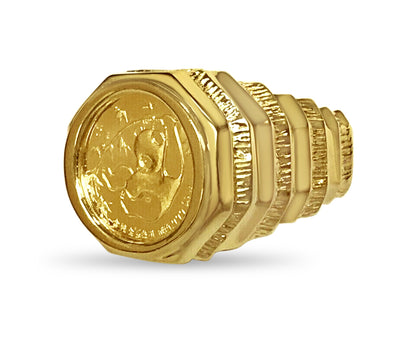 Fancy Solid Gold Handmade Coin Ring , Chinese Panda Bear Coin ,