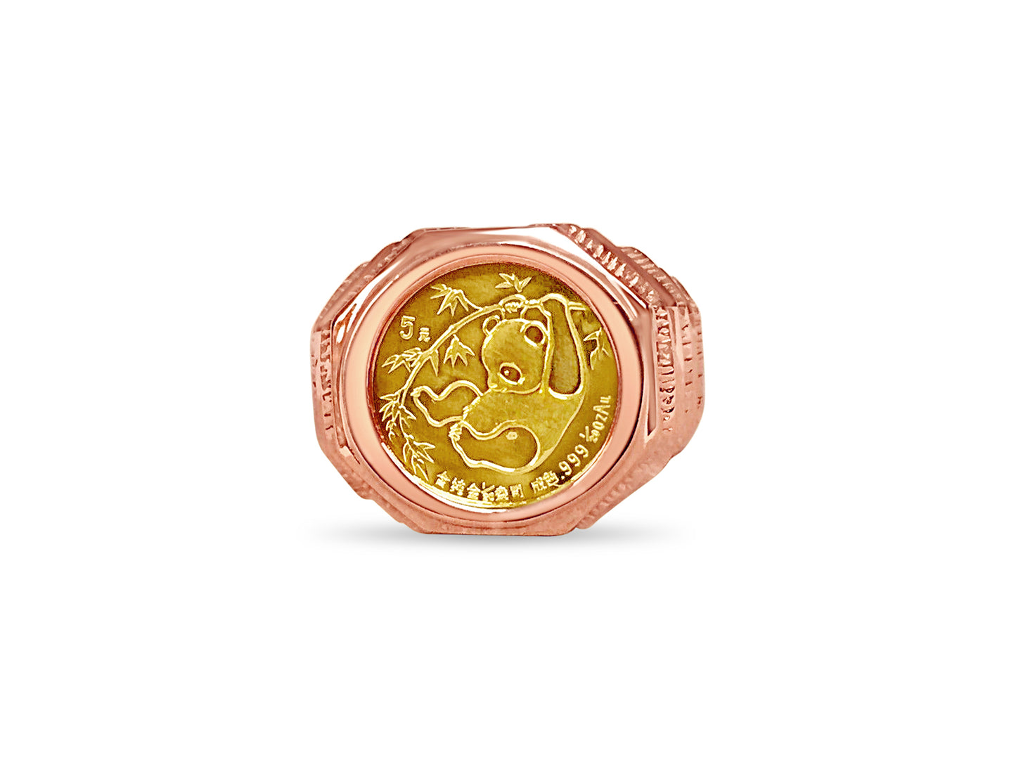Fancy Solid Gold Handmade Coin Ring , Chinese Panda Bear Coin ,