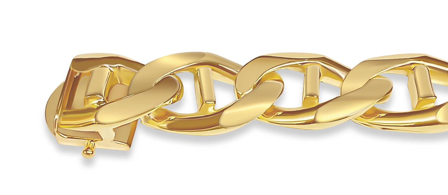 Curb Solid Gold Handmade Necklace , 14mm, 16-30 Inch