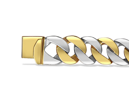 Curb Solid Gold Handmade Bracelet , 14mm, 6.5-10 Inch