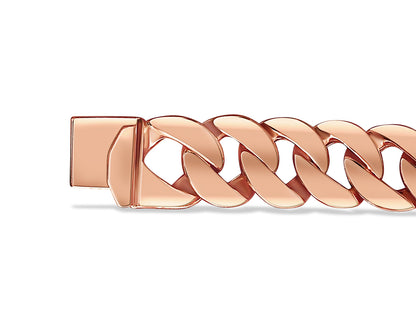 Curb Solid Gold Handmade Bracelet , 14mm, 6.5-10 Inch