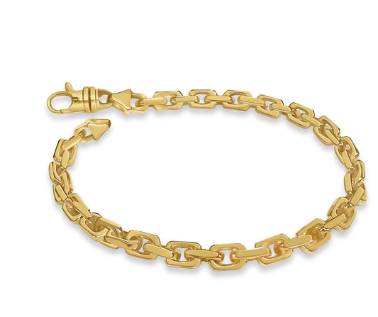 Fancy Rolo Solid Gold Handmade Bracelet , 7mm, 6.5-10 Inch