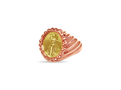Fancy Solid Gold Handmade Coin Ring , 1/10oz Coin ,