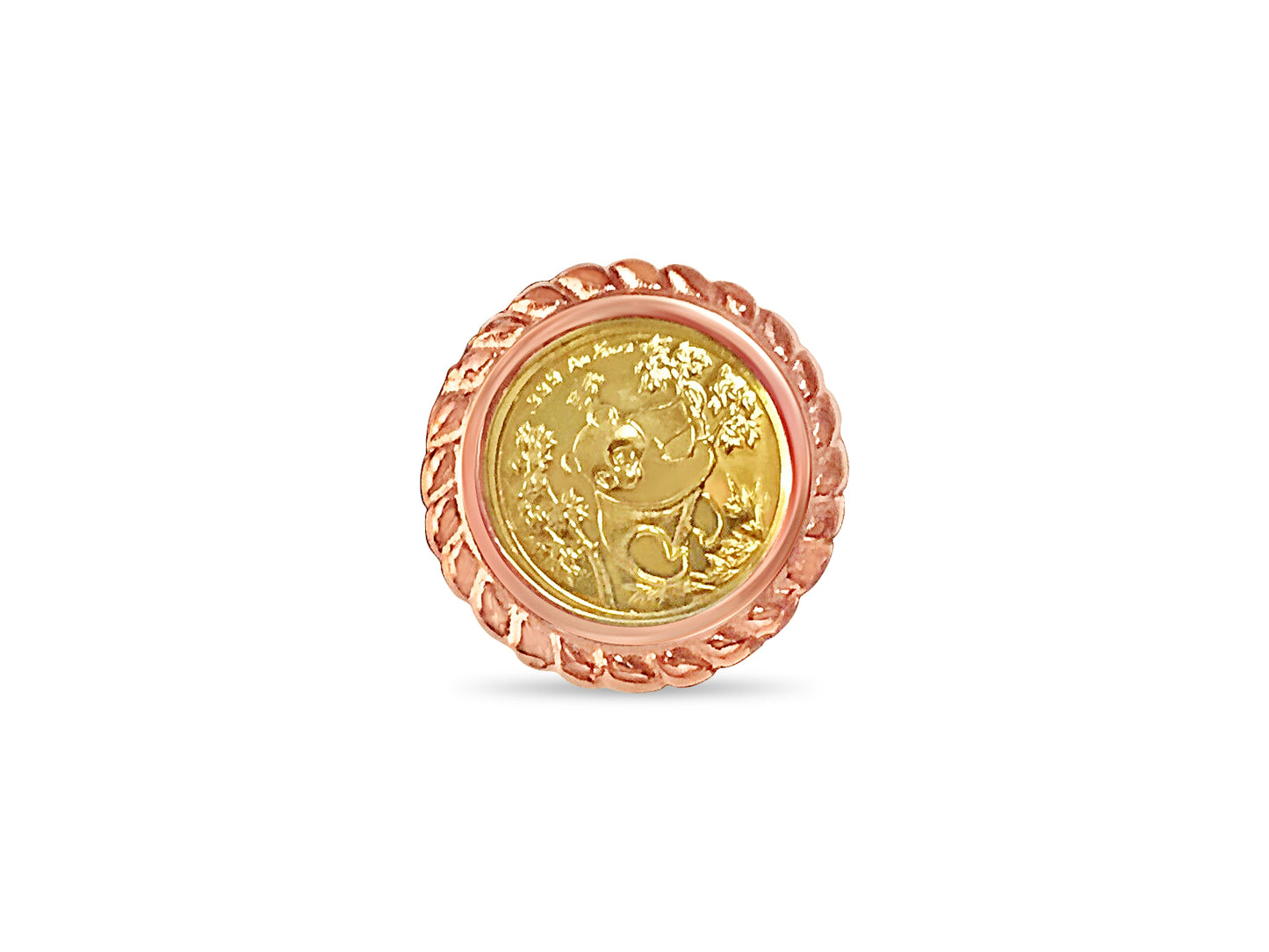 Fancy Solid Gold Handmade Coin Ring , Chinese Panda Bear Coin ,
