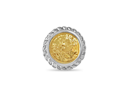Fancy Solid Gold Handmade Coin Ring , Chinese Panda Bear Coin ,