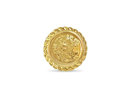 Fancy Solid Gold Handmade Coin Ring , Chinese Panda Bear Coin ,