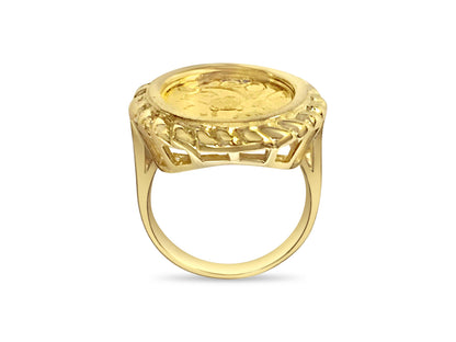 Fancy Solid Gold Handmade Coin Ring , Chinese Panda Bear Coin ,