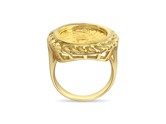Fancy Solid Gold Handmade Coin Ring , Chinese Panda Bear Coin ,