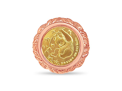 Fancy Solid Gold Handmade Coin Ring , Chinese Panda Bear Coin ,