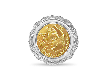 Fancy Solid Gold Handmade Coin Ring , Chinese Panda Bear Coin ,