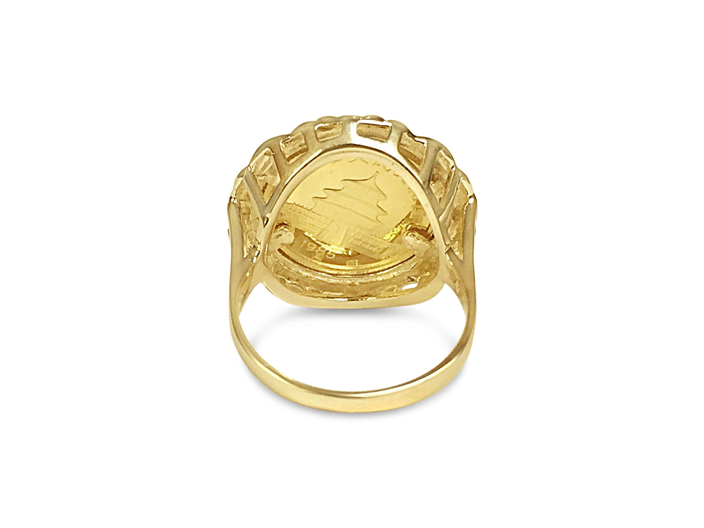 Fancy Solid Gold Handmade Coin Ring , Chinese Panda Bear Coin ,