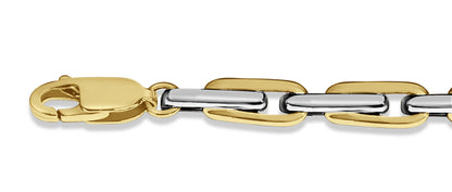 Fancy Rolo Solid Gold Handmade Bracelet , 5mm, 6.5-10 Inch