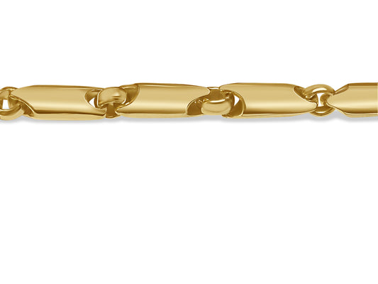 Cylinder Tube Solid Gold Handmade Bracelet , 5mm, 6.5-10 Inch