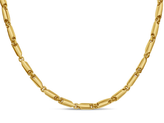 Cylinder Tube Solid Gold Handmade Necklace , 5mm, 16-30 Inch