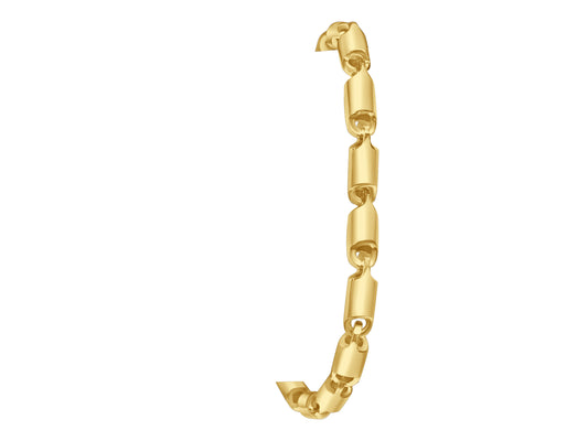 Cylinder Tube Solid Gold Handmade Bracelet , 6mm, 6.5-10 Inch