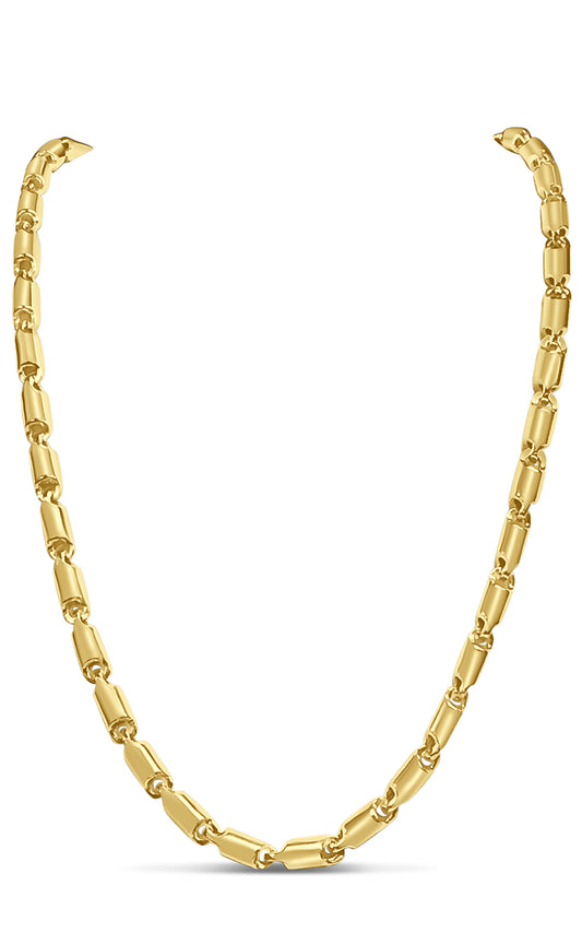 Cylinder Tube Solid Gold Handmade Necklace , 6mm, 16-30 Inch