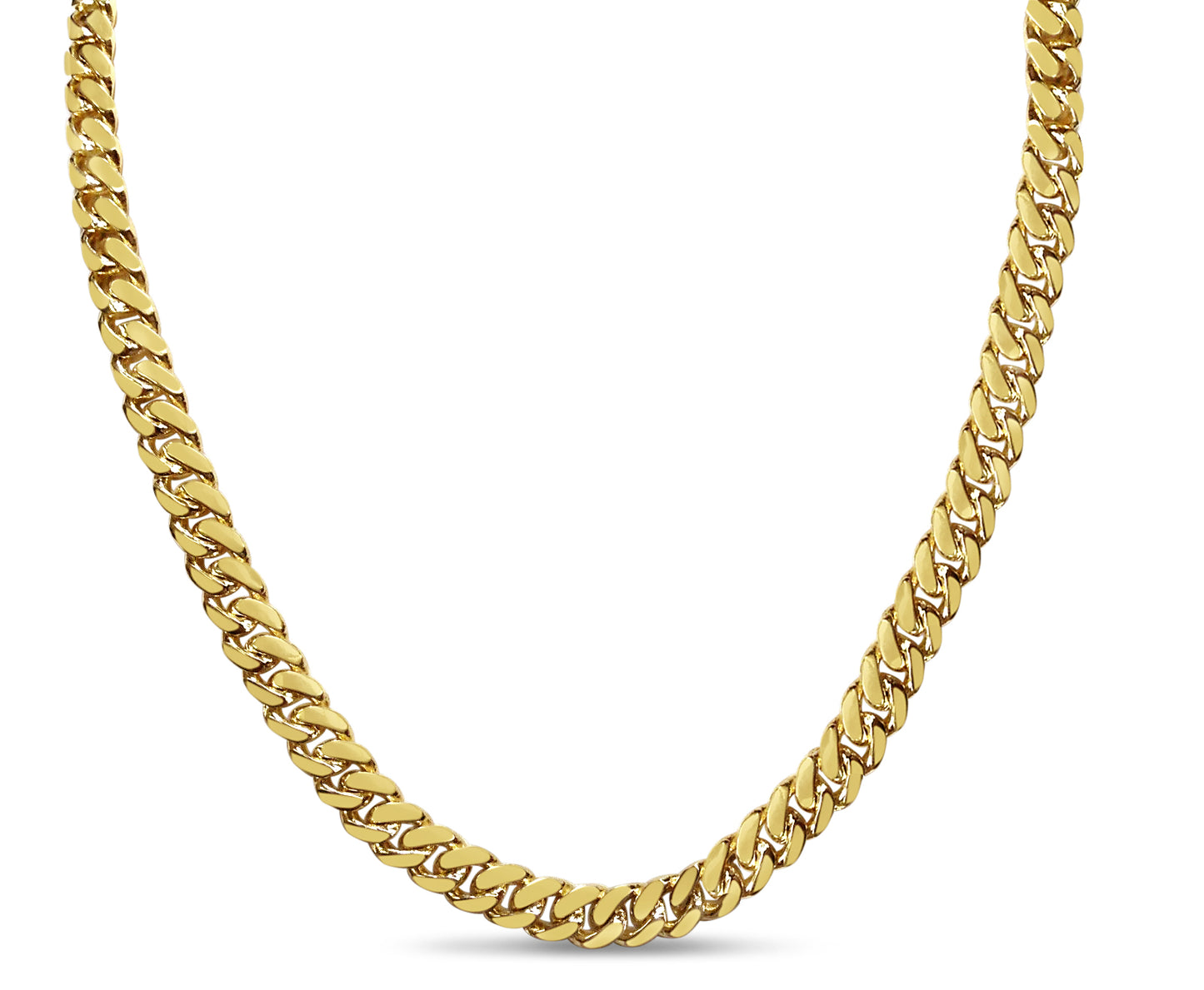 Miami Cuban Solid Gold Handmade Necklace , 7mm, 16-30 Inch
