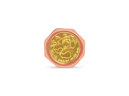 Fancy Solid Gold Handmade Coin Ring , Chinese Panda Bear Coin ,