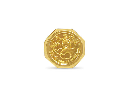Fancy Solid Gold Handmade Coin Ring , Chinese Panda Bear Coin ,