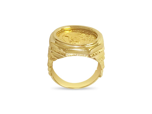 Fancy Solid Gold Handmade Coin Ring , Chinese Panda Bear Coin ,