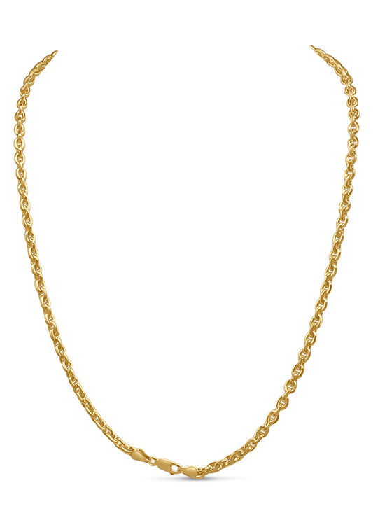 Fancy Rolo Solid Gold Handmade Necklace , 5mm, 16-30 Inch