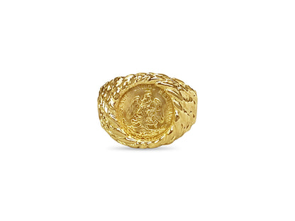 Nugget Solid Gold Handmade Coin Ring , Dos Pesos Coin ,