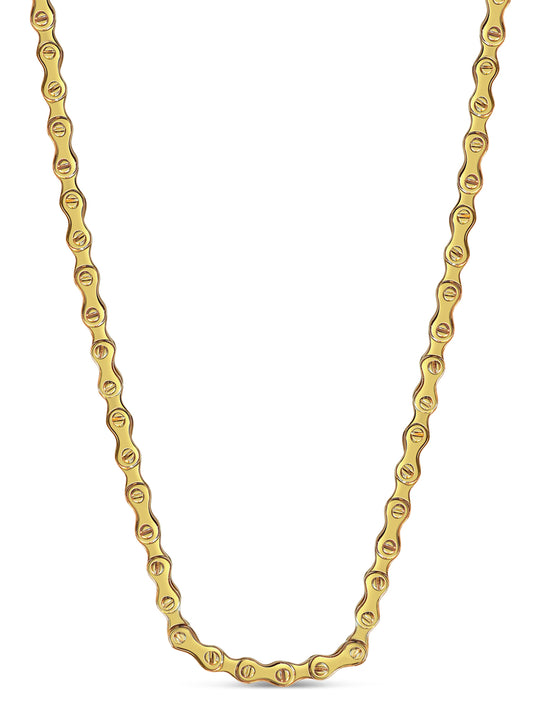 Motorcycle/Bike Chain Solid Gold Handmade Necklace , 11mm, 16-30 Inch