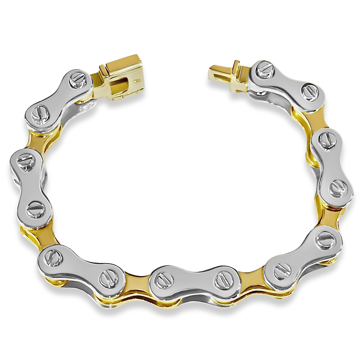 Motorcycle/Bike Chain Solid Gold Handmade Bracelet , 11mm, 6.5-10 Inch