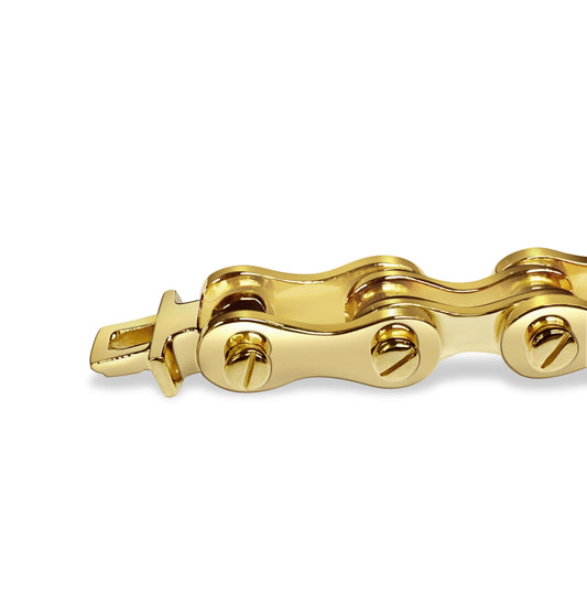 Motorcycle/Bike Chain Solid Gold Handmade Bracelet , 11mm, 6.5-10 Inch