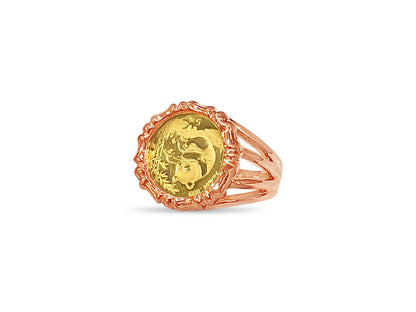 Fancy Ladies Solid Gold Handmade Coin Ring , Chinese Panda Bear Coin ,