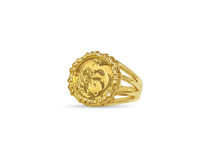 Fancy Ladies Solid Gold Handmade Coin Ring , Chinese Panda Bear Coin ,