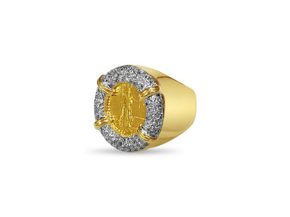 Diamond Fancy Solid Gold Handmade Coin Ring , 1/10oz Coin ,