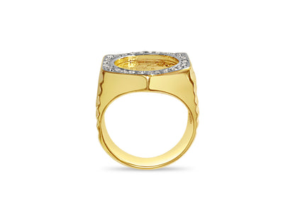 Diamond Fancy Solid Gold Handmade Coin Ring , Chinese Panda Bear Coin ,